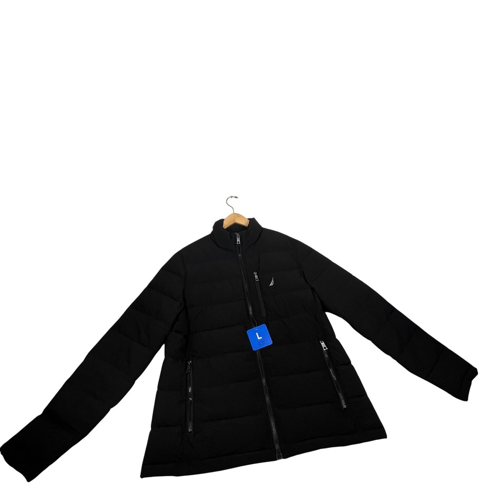 Nautica Mens Black Water Resistant Active Stretch Puffer Jacket Large L 5146